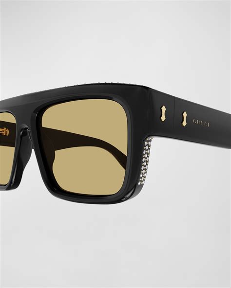 gucci acetate rectangular sunglasses|gucci sunglasses with rhinestones.